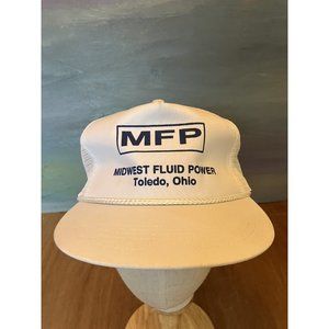 Vintage Trucker Hat Midwest Fluid Power Toledo Ohio Workwear White Snapback Cap